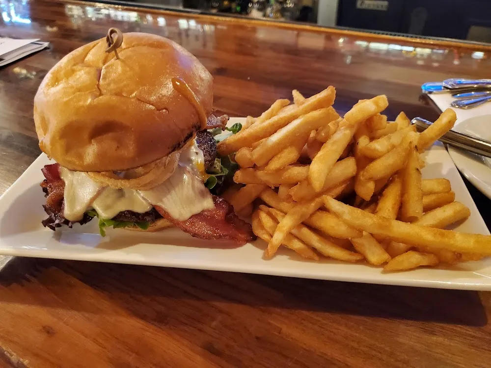 Big Bourbon Burger with Bacon and a Ton of Fries